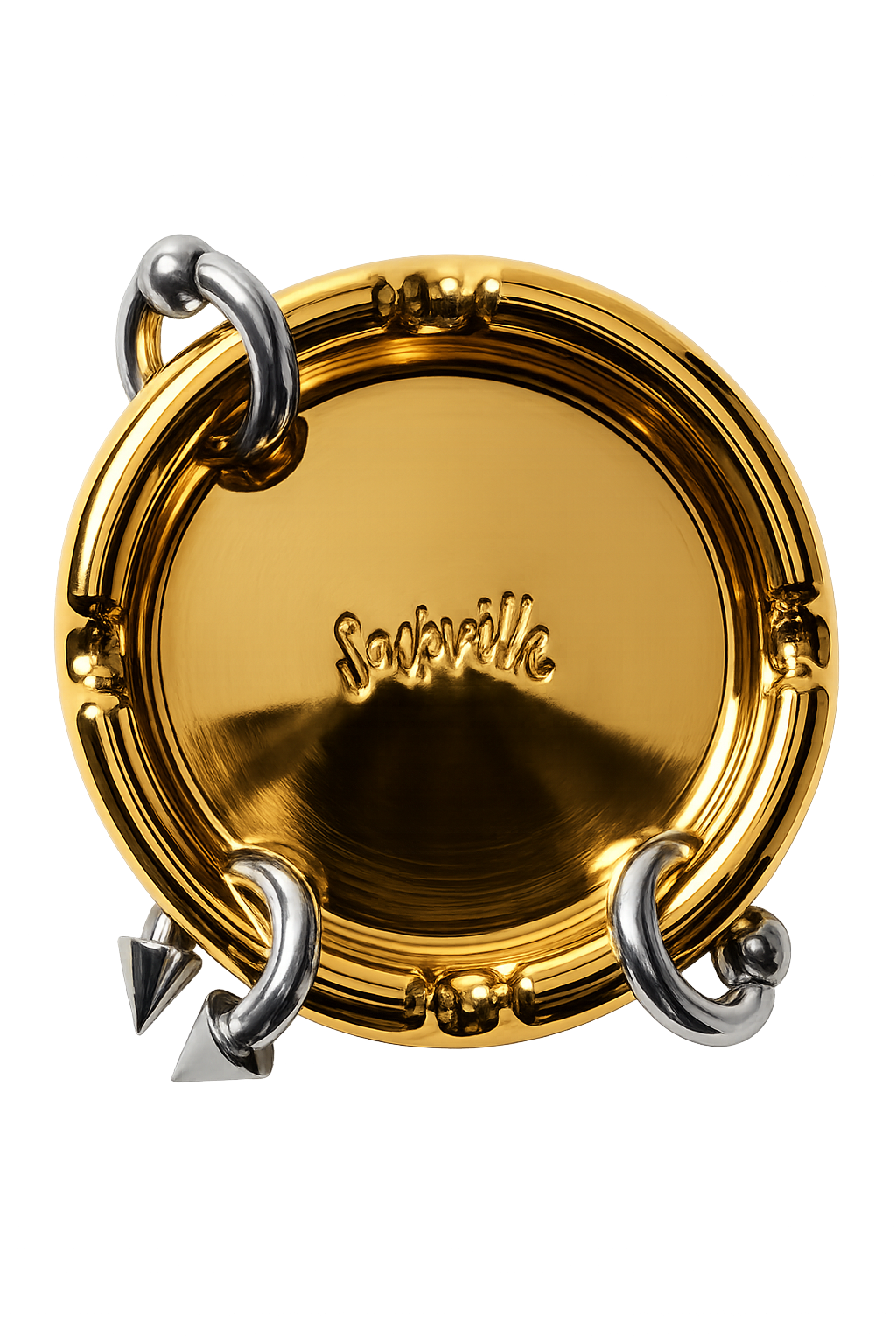 Mixed Metal Pierced Ashtray Gold+Chrome