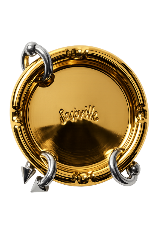 Mixed Metal Pierced Ashtray Gold+Chrome